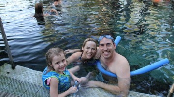 Clint, Jen and Charli enjoying the Mataranka Thermal Pool