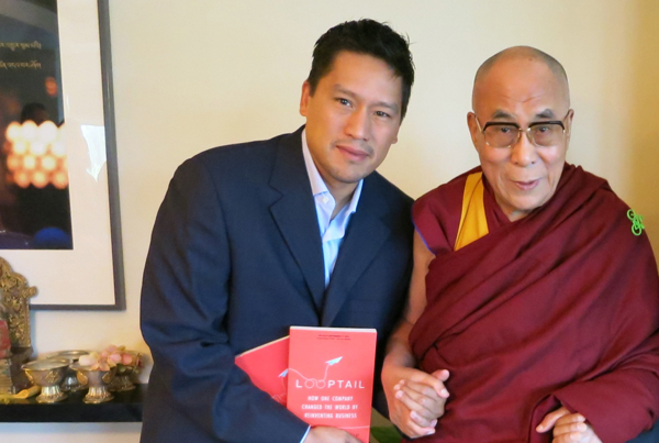 Bruce Poon Tip with Dalai Lama - G Adventures responsible travel