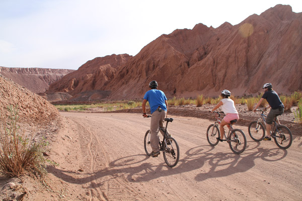 Biking through Devil's Gorge in the Atacama Desert