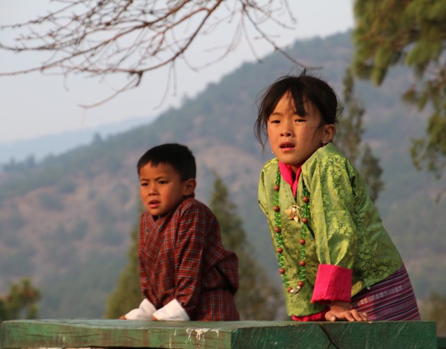 Bhutanese children trekking  bhutan